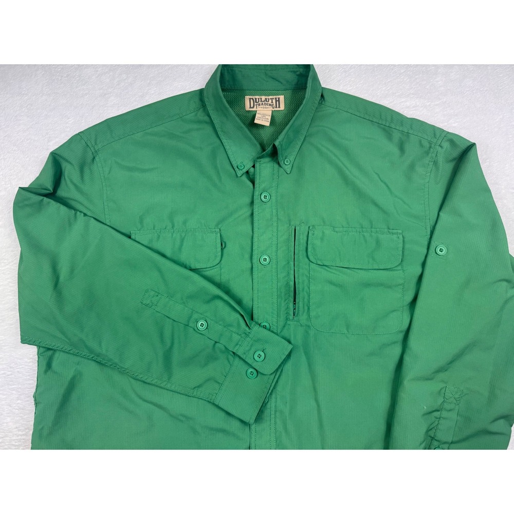 Duluth Trading Co Armachillo Shirt Mens XL Green Long Sleeve Vented Fishing Hike